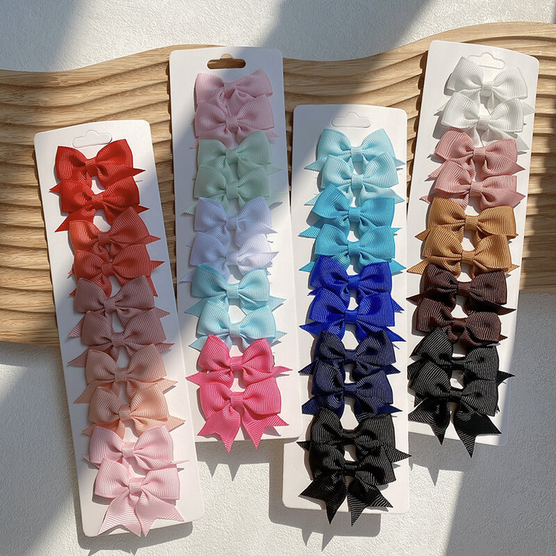 10Pcs/Set 1.9'' Solid Color Ribbon Kids Bows Hair Clips for Baby Girls Handmade Bowknot Hairpin MiNi Barrettes Hair Accessories