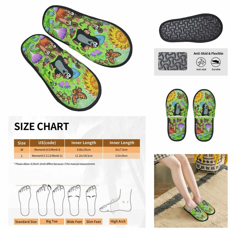 Zapatillas de interior peludas con estampado 3D para hombres y mujeres, zapatillas antideslizantes especiales cálidas, Krtek Little Maulwurf