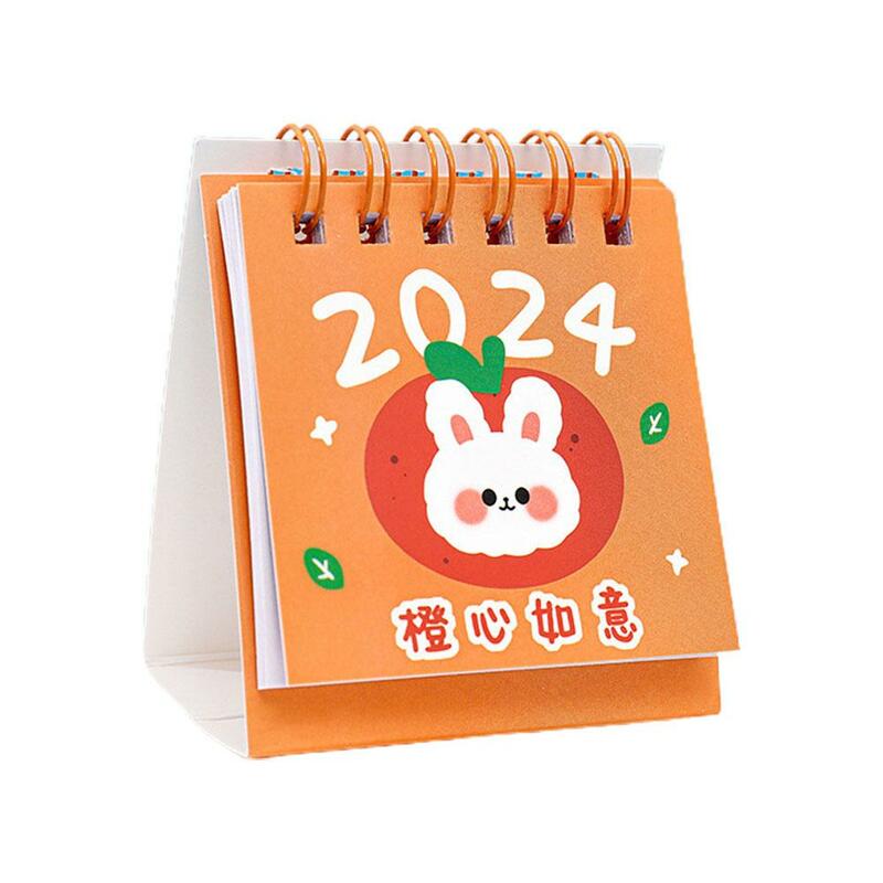 Mini calendrier de dessin animé mignon créatif, calendrier de fournitures de cuir chevelu, calendriers de papeterie, bureau, école, Kawaii, X5F3, 2024