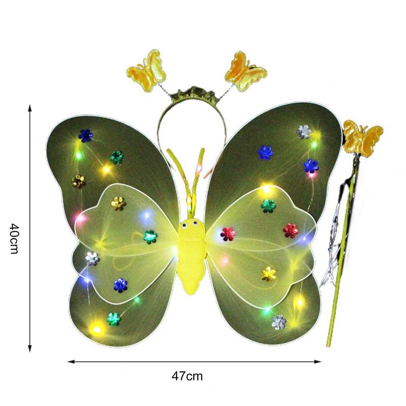 Decorativo LED Elf Wing Cute Fairy Wand Long Lasting incandescente farfalle Wing Costume accessori