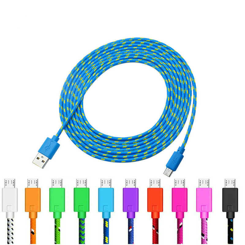 1m/3m Braided Micro USB Cable Color Data Cable for Android, IOS, Mobile Phone Cable Speaker Cable Electronic Product Data Cable