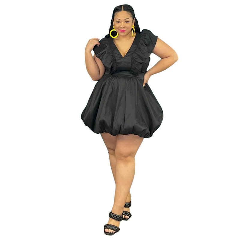 Mini robe en polyester à col en V pour femmes africaines, robes africaines élégantes, noir, rose, vert, bleu, blanc, été, 2023
