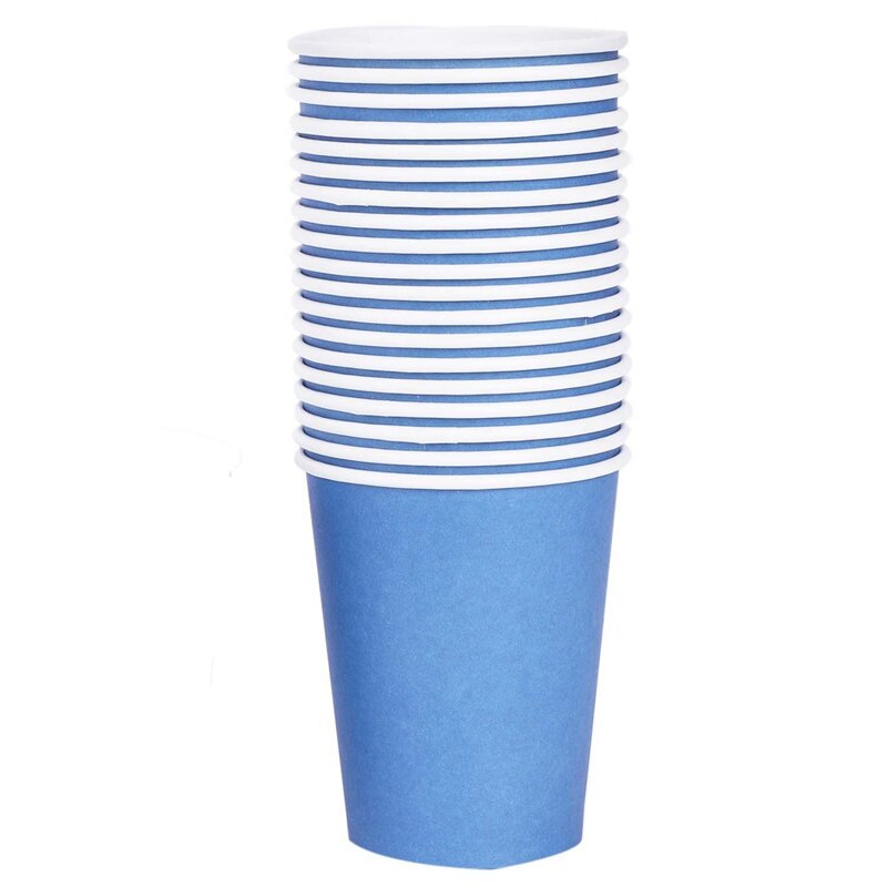 HOT-40 Pcs Paper Cups (9Oz) - Plain Solid Colours Birthday Party Tableware Catering, 20 Pcs Blue & 20 Pcs Red