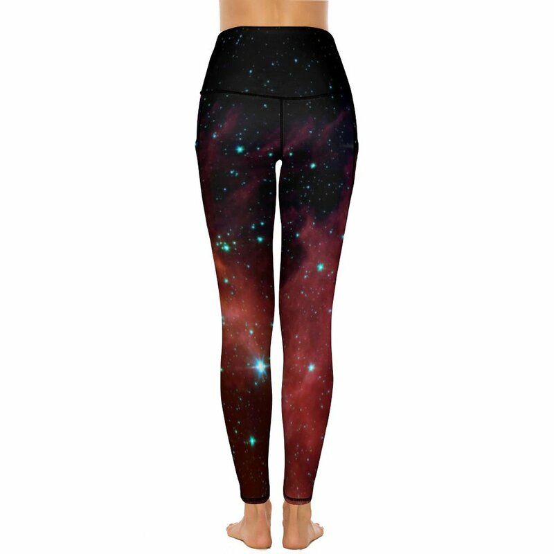 Celana legging motif langit malam celana Yoga pinggang tinggi Orion Nebula Fashion seksi legging ketat olahraga kebugaran Gym wanita