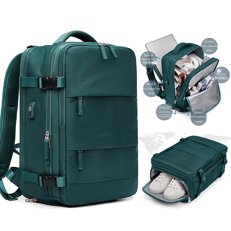 حقيبة ظهر لابتوب بشحن USB للنساء ، حقيبة ظهر مدرسية للمراهقات ، حقيبة أحذية مستقلة ، حقيبة سفر خارجية ،
