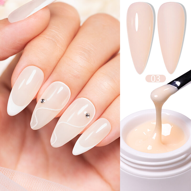 BOZLIN 15ML Cream Extension Nail Gel Soak Off  French Acrylic UV LED Camouflage Color Hard Gel Jelly Building Extend Varnish