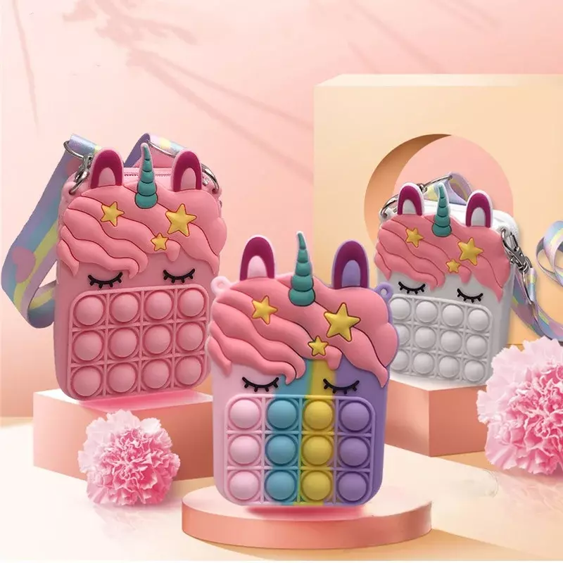 Nuova borsa a tracolla per ragazze giocattoli Anti-Stress Push Bubble Simple Dimple antistress Squeeze Toys for Kids