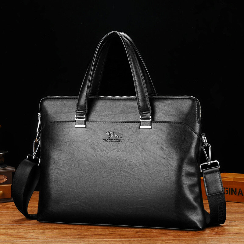 Luxury Men's Leather Briefcase Large Capacity Handbag Office Shoulder Messenger Bag Business Male Laptop Tote