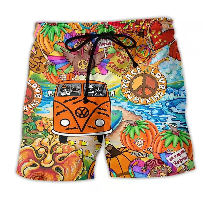 Pantalones cortos de playa con estampado 3D de calavera para hombre y mujer, Shorts Hawaianos para tabla de surf, ropa de baño Masculina