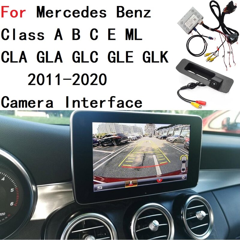 Adaptor kamera belakang, untuk Mercedes Benz antarmuka kamera terbalik Kelas A B C E GLA GLC GLE GLK CLA SLK SLC V ML