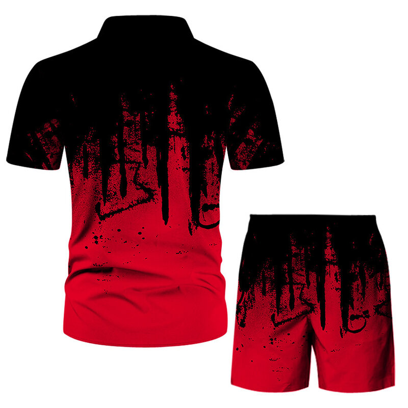 Neue große Herrenmode 3d digital bedruckte Anzug Kurzarmhemd Shorts Herren zweiteiliges Set