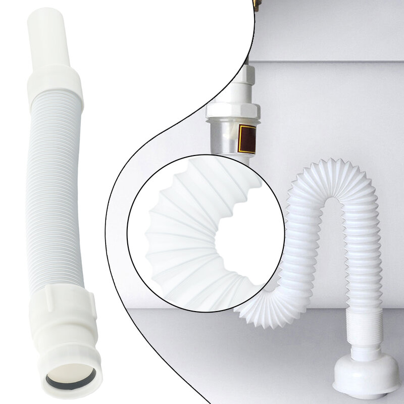 Universal Bathroom Basin/Shower Kitchen Sink Flexible Waste Pipe Trap Connector Drains Downcomer Hose Waste Pipe Overflow Pipe