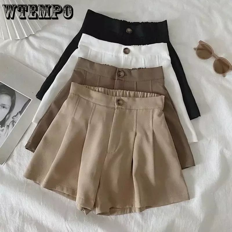 Summer Oversized Pleated Shorts High Waisted A-line Wide Leg Pants Casual Pants Drop Shipping
