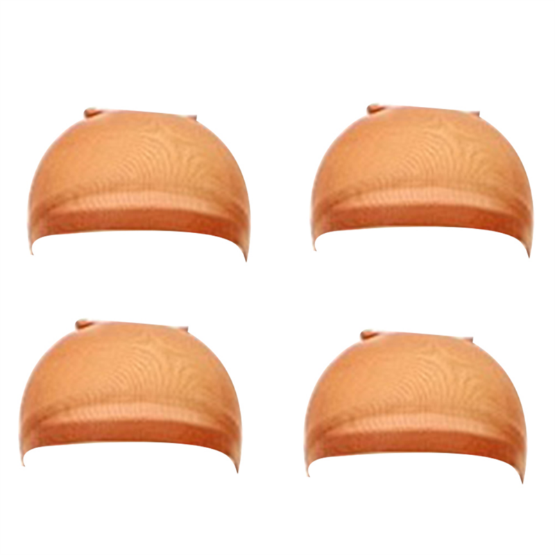 Bonnet de perruque HD transparent, bonnet de perruque en nylon fin, couvre-tête multifonctionnel, marron, 4 pièces