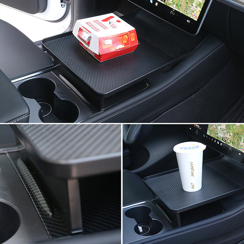Livingfun-bandeja para consola central ForTesla Model Y Model 3, contenedor de almacenamiento para comida, mesa para comer, escritorio, accesorios Tesla 2023