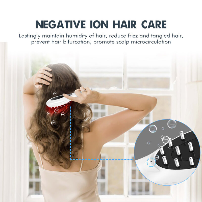 Negativo Ion Light Therapy Conductive Massage Comb, vermelho e azul, cuidados com os cabelos, fortalecimento do cabelo, presentes, EMS