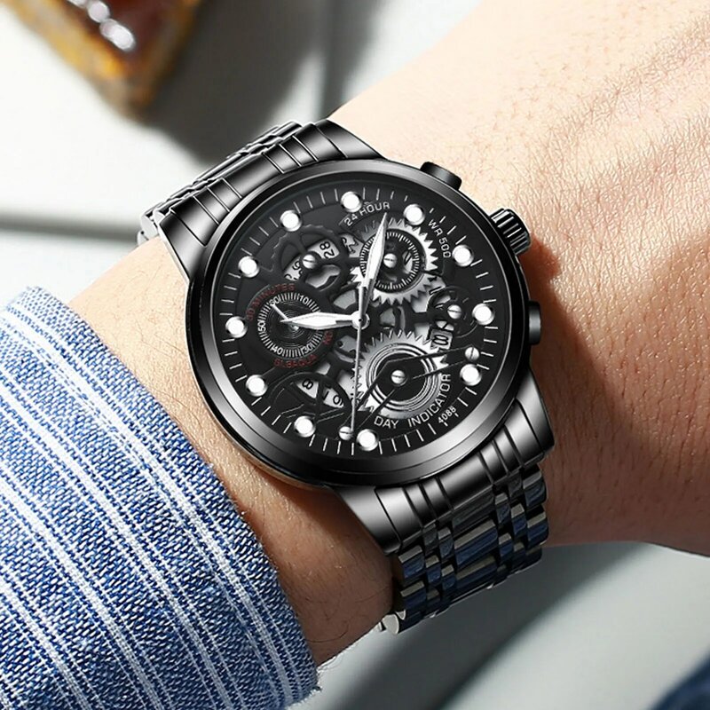 스테인레스 스틸 트렌드 쿼츠 시계, 조정 가능한 피부 친화적 우아한 손목 시계, 외부 사무실 비즈니스 미팅용