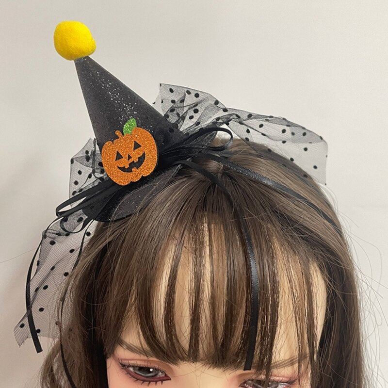 Glitter Pumpkin Hair Tie Hair Hoop Hair Hoop Mini Cone Hat Hair Tool