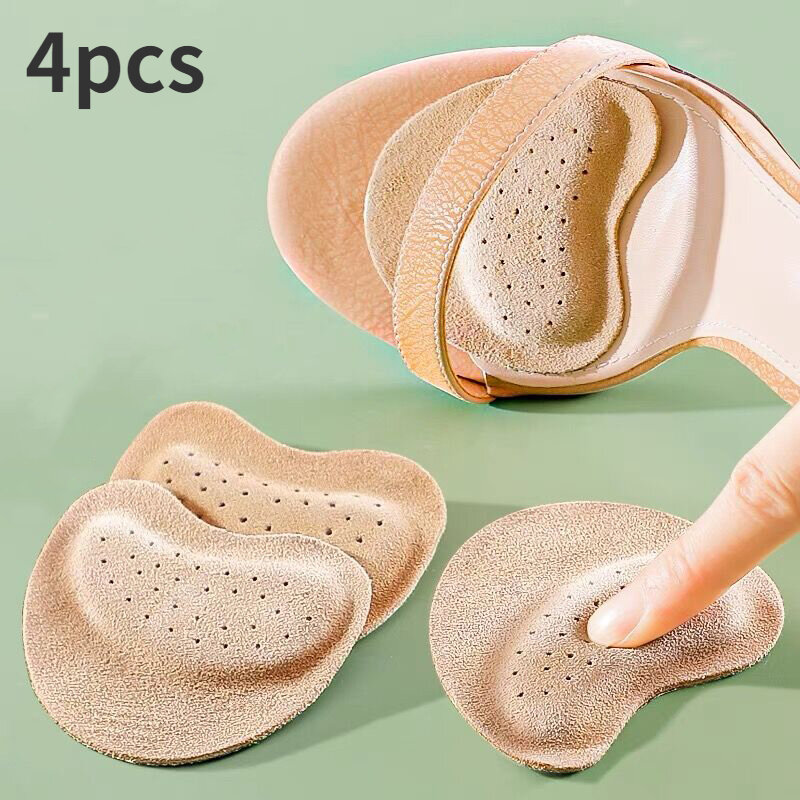 4pcs Sandals Anti-slip Stickers Leather Forefoot Pad Women High Heels Pain Relief Insert Insoles Toe Cushion Foot Care Shoes Pad