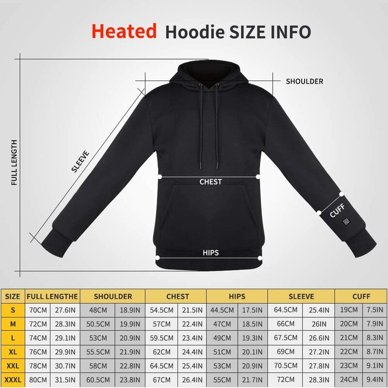 Sudadera con capucha para hombre y mujer, suéter eléctrico con calefacción USB para exteriores, ropa cálida con carga de calor, ropa deportiva para invierno