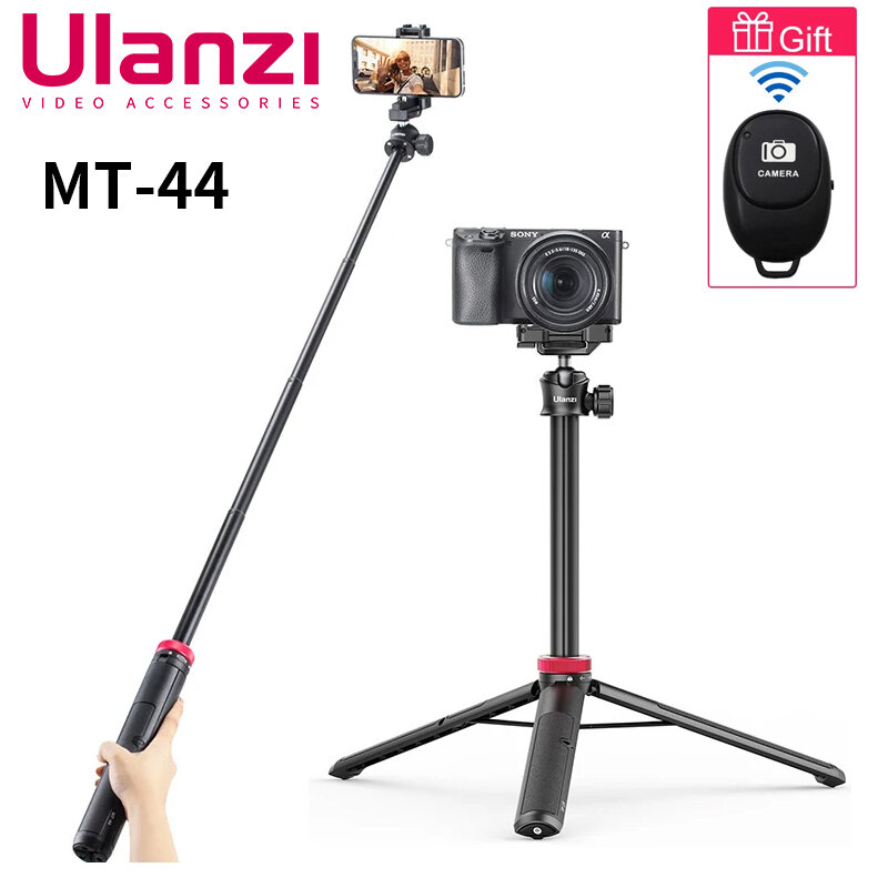 Ulanzi MT-44 Extend Live Stream Trépied de 42 pouces avec support de montage pour téléphone Prise de vue verticale pour téléphone DSlR Trépieds pour appareil photo