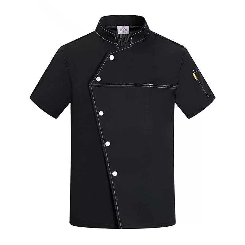 Chaqueta de Chef Unisex de manga corta, abrigo de cocinero de cocina, uniforme de camarero de restaurante chino, Top