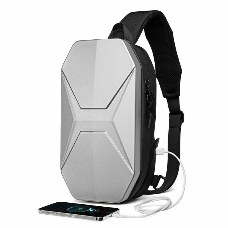 OZUKO tas selempang Anti Maling pria, tas bahu tahan air modis perjalanan pendek dengan pengisi daya USB untuk remaja