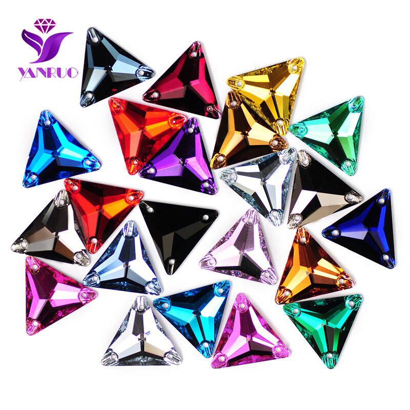 YANRUO-Triângulo Gems Pedras para vestuário, costurar pedras, cristais de vidro, strass bordado, roupas de collant, 3270, todas as cores