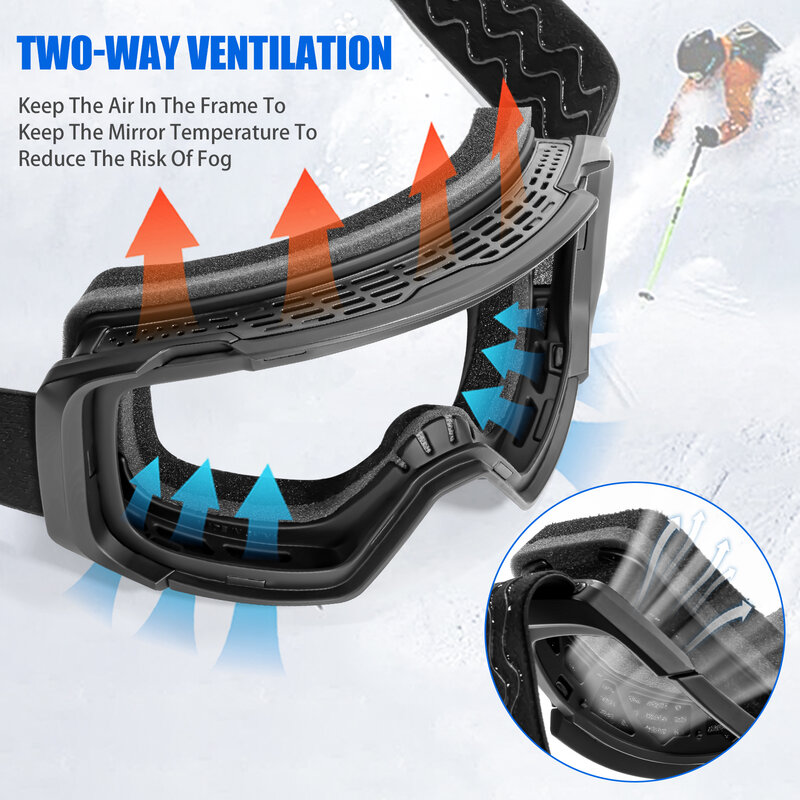 KAPVOE Ski Goggles Double Magnet adsorpt Layers UV400 Anti-fog Ski Glasses Snow Snowboard Glasses Snowmobile Eyewear