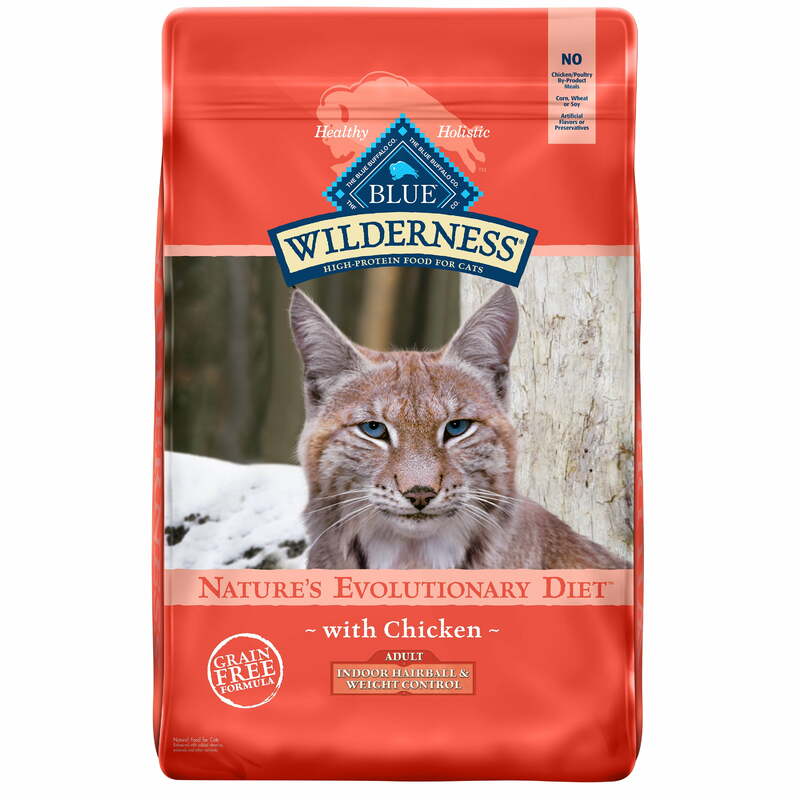 High Protein Indoor Hairball e Controle de Peso, Blue Buffalo Wilderness, Chicken Dry Cat Food para gatos adultos, sem grãos, 9,5 lb
