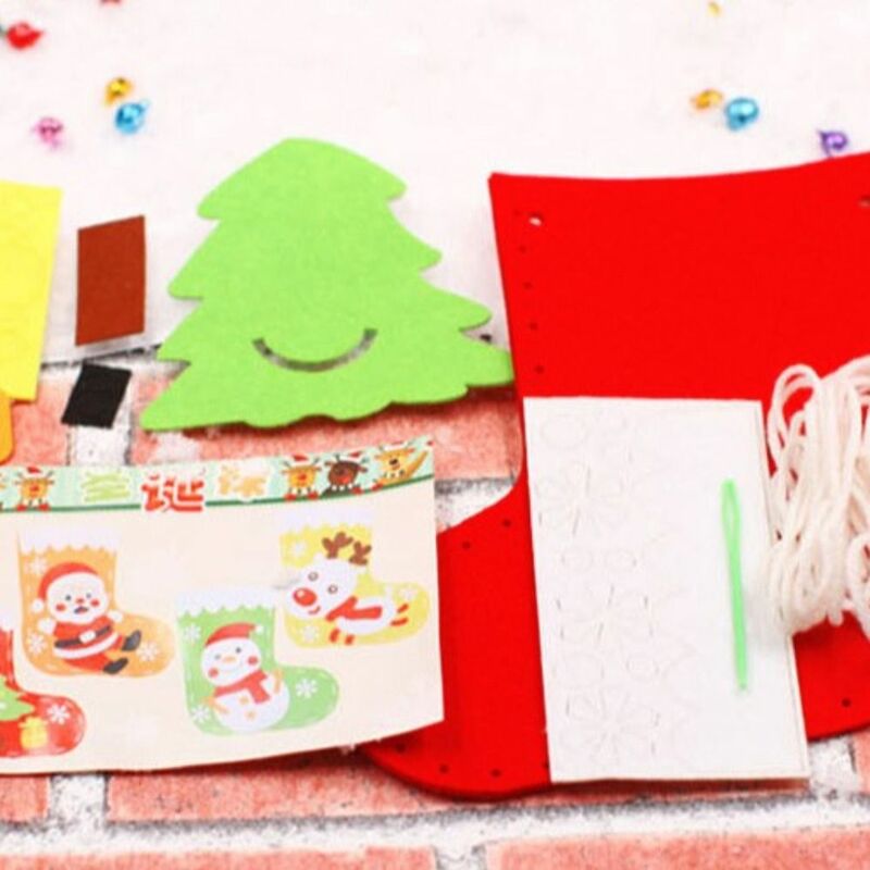 House Decoracion DIY Christmas Stocking Santa Claus Non-woven Fabric Xmas Non-Woven Socks Snowman Kriss Kringle