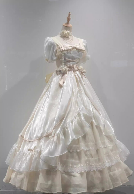 Платье для взрослых с большими цветами, свадебное платье в стиле "Лолита", роскошный выходной пушистый хвост