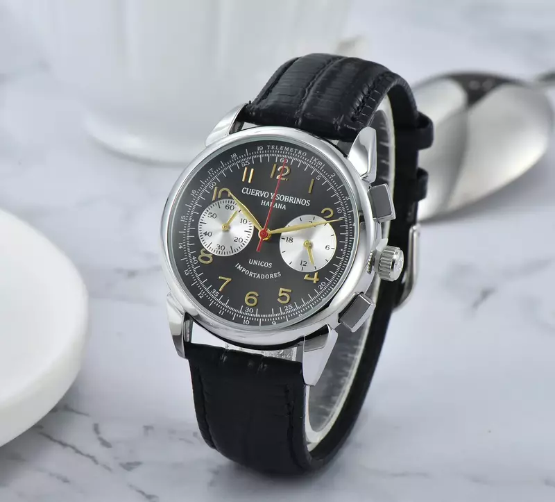 CYS-Historiador-Relógio multifuncional masculino, relógio esportivo de quartzo de luxo com pulseira de couro, data clássica, top fashion impermeável