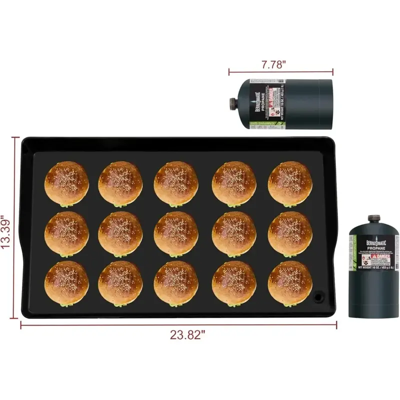 Plaque chauffante à gaz de table portable avec couvercle, cuisson en plein air, camping ou fret de hayon, 24 ", 3 brûleurs, 25,500 BTU
