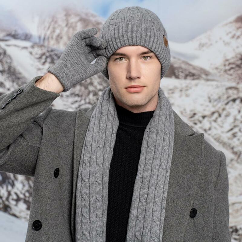 Шапка шарф перчатки уютный зимний комплект аксессуаров теплая шапка шарф перчатки унисекс эластичные противоскользящие ветрозащитные для улицы