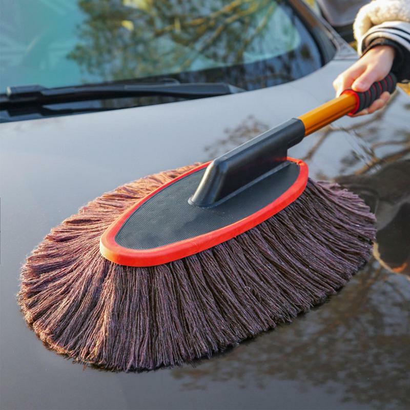 Щетка для мытья автомобиля, профессиональная хлопковая восковая щетка для удаления пыли с выдвижной ручкой, для дома и автомобиля