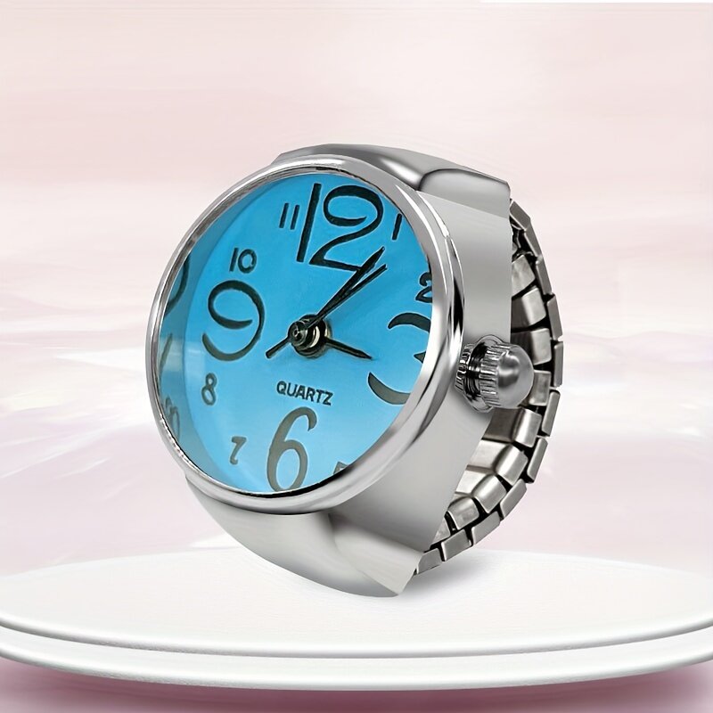 Creative Finger Watch, Colorful World Time Pointer Round Ring Quartz Watch