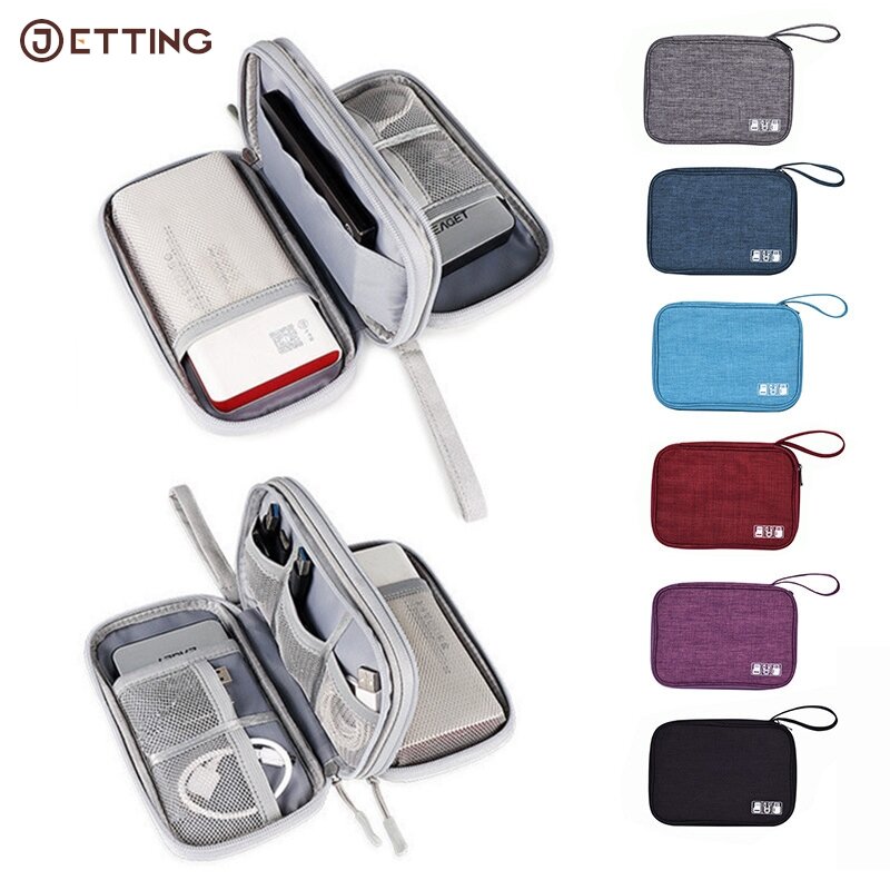1PC Portable Data Cable Digital Storage Bags Charger Power Cable Power Bank Headphone Organizer USB Bag Hand Holding CosmeticBag