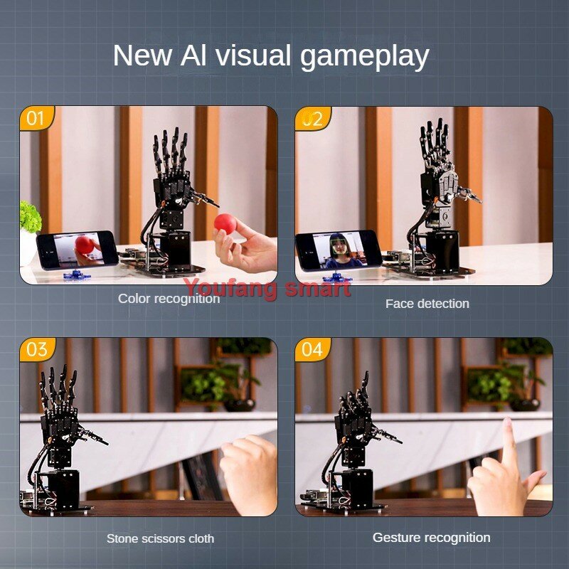 AI Robot Visual manipulasi tangan telapak tangan pengenalan somato sensorik 5 jari Dof untuk Raspberry Pi 4B Python Kit Robot bisa diprogram