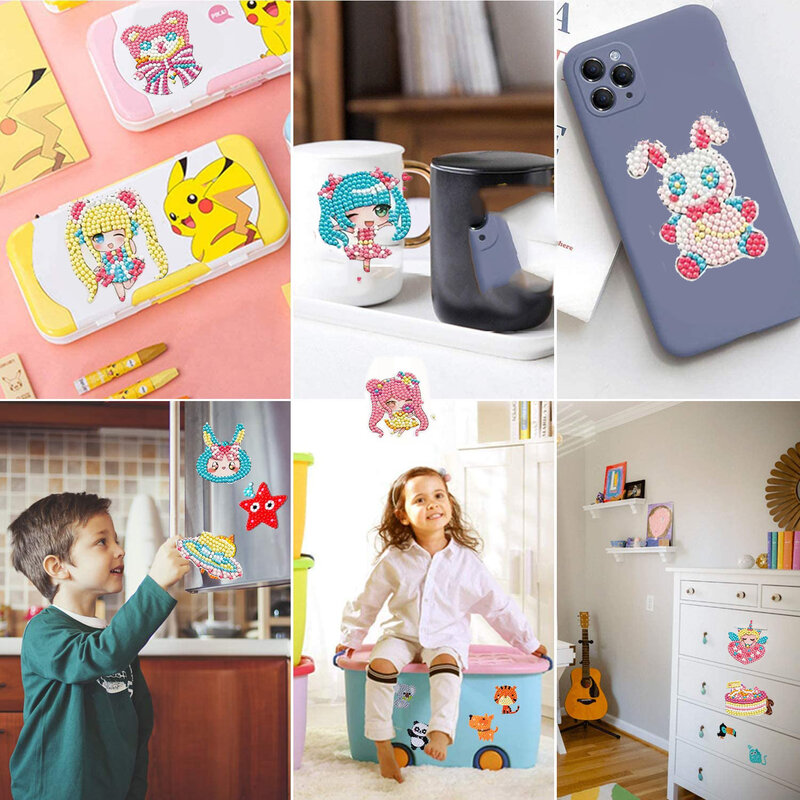 Kids Diy Diamant Schilderij Handgemaakte Materiaal Pack Cartoon Anime Stickers Decoraties Educatief Speelgoed Verf Door Nummer Geschenken