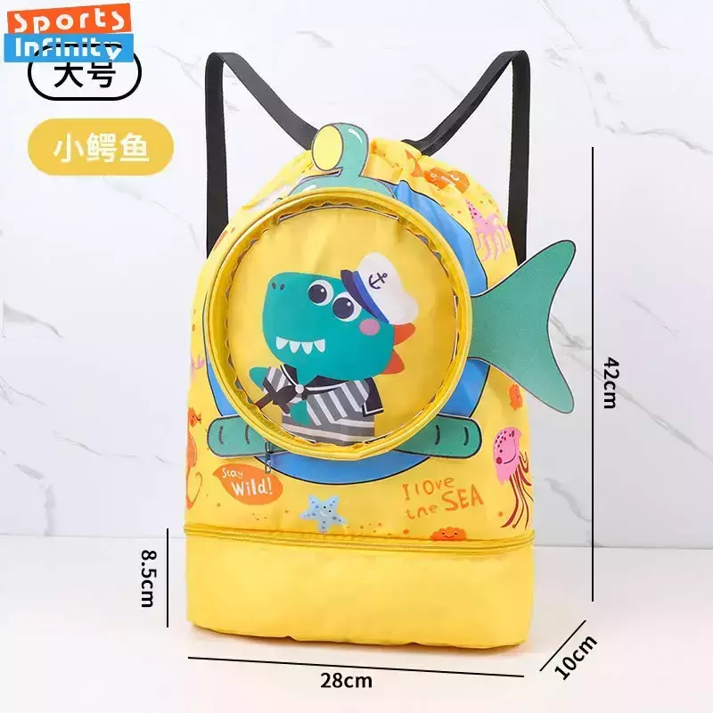 Childrens Cartoon Swimming Bag Waterproof Wet Dry Clothes with Shoes Goggles Storage Bags Pouch Backpack Swimming Accessories