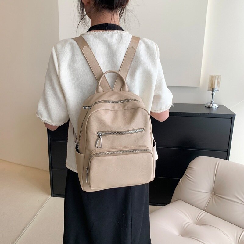 Backpack Women's Trend Personalized Fashion Versatile Bag Leisure and Simple Women's Small Backpack PU Shoulder Bag