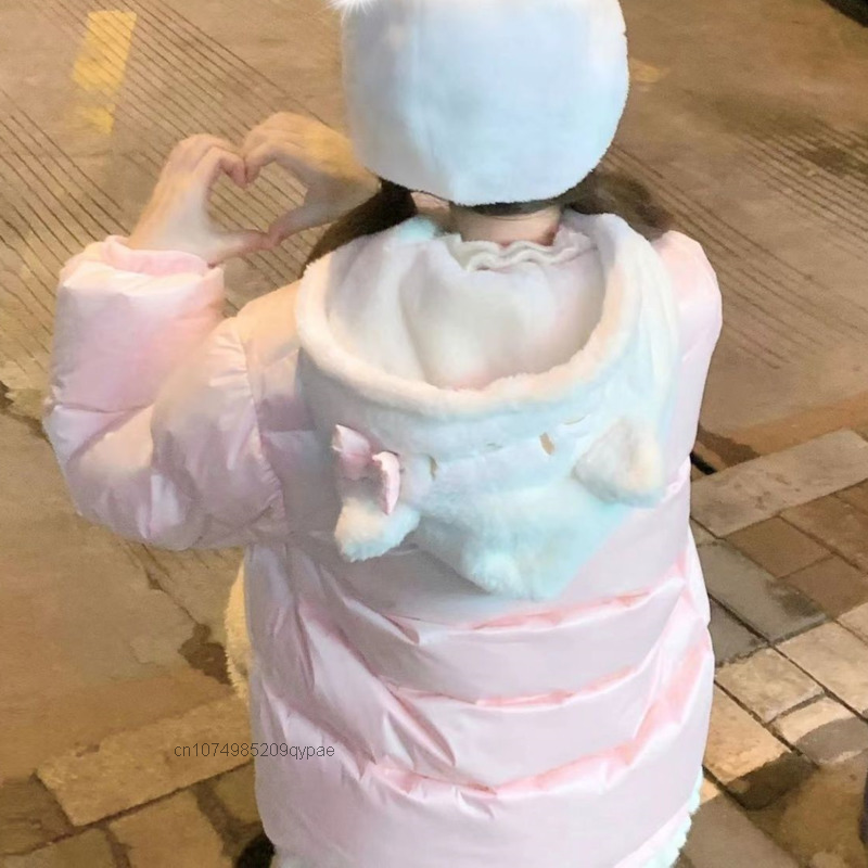Abrigo de algodón engrosado Kawaii Sanrio para mujer, ropa de pan bordada de Hello Kitty, Parkas de niña dulce Y2k, Top de dibujos animados lindo, versátil