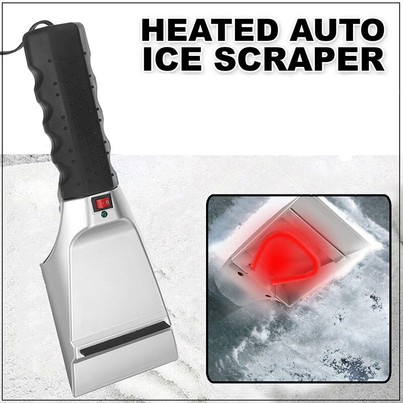 12V Electric Car Ice Scraper Heated Winter Snow Removal Shovel For Car Window Windshield Glass Defrost Cleaning Tool Non-Scratch