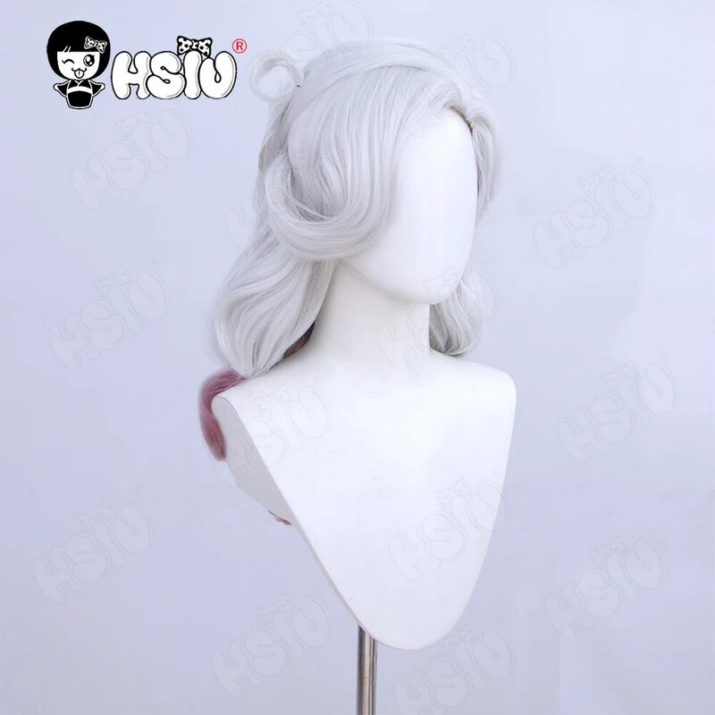 Ada Mesmer-Perruque Cosplay Synthétique en Fibre Ultraviolette, Cheveux Longs Gris Dégradé Rouge + Bonnet