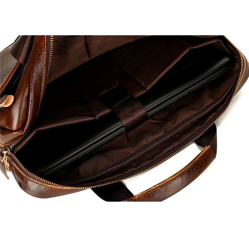 Портфель мужской из натуральной воловьей кожи, роскошная вместительная сумка-мессенджер на плечо, деловая сумка для ноутбука 14 дюймов