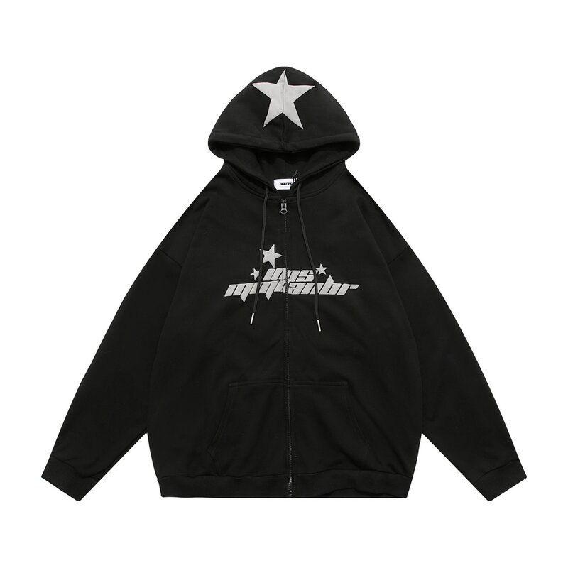 Vintage Jacket Pentagram Print Hoodies Jackets Ladies Hip Hop Harajuku Cotton Fall Winter Cardigan Sweethearts Hoodies 2022 New