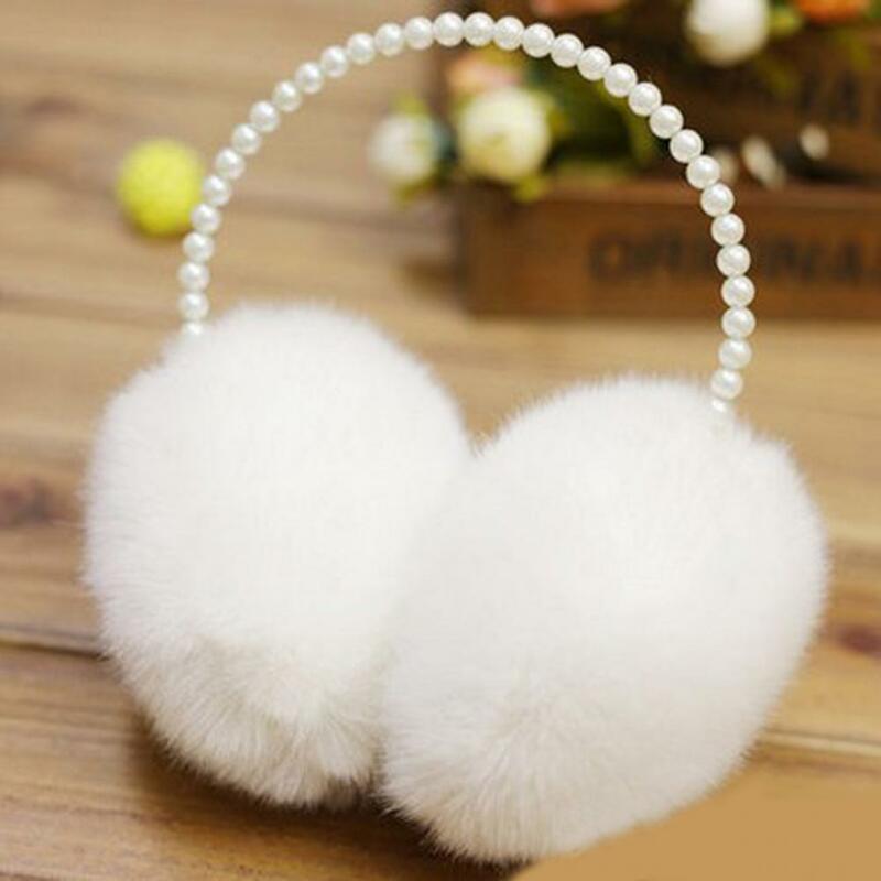 Atrakcyjne dla kobiet nauszniki z imitacją perłowy wystrój jesienno-zimowych damskich ochrona słuchu nauszniki