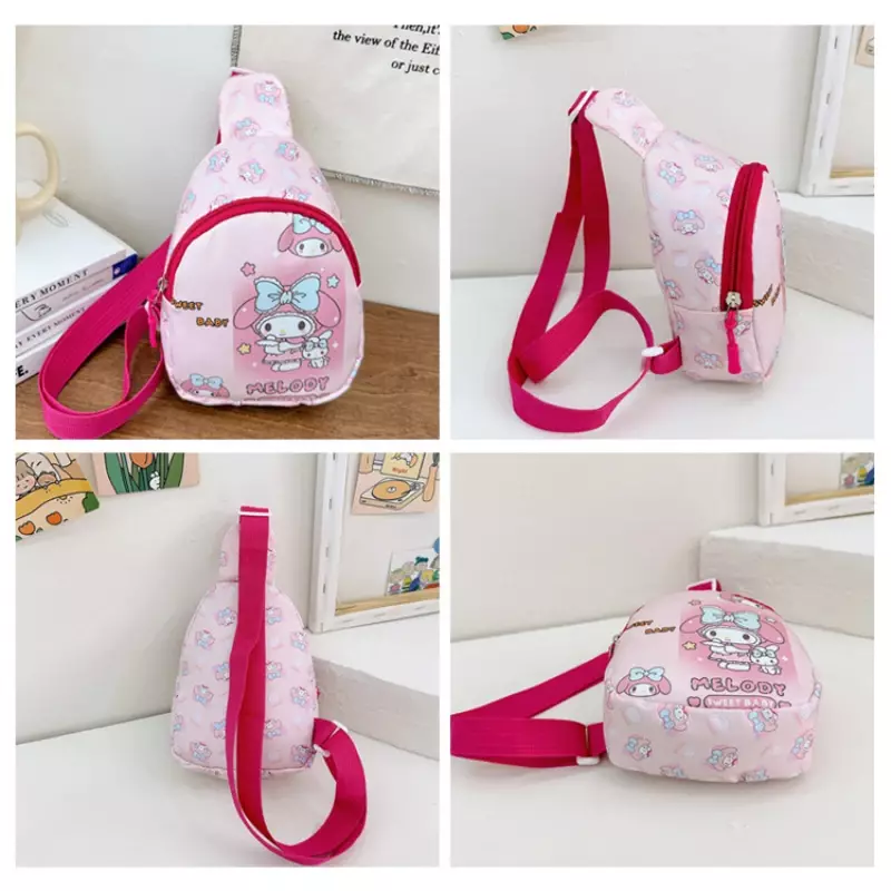 Hello Kitty 2024 nuova borsa per bambini in primavera ed estate cartoon cute chest bag per ragazzi e ragazze fashion cross-body backpack