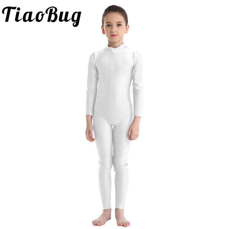 TiaoBug Kids Girls Gymnastics Ballet Dance Leotard Bodysuit Long Sleeves Zippered Child Ballet Dance Jumpsuit Unitard Dancewear